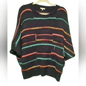 JODIFL EUC Large Navy Sweater with Colorful Accents